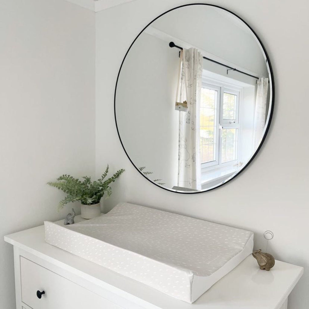 Anti-Roll Wedge Changing Mat - Greige Dash Print