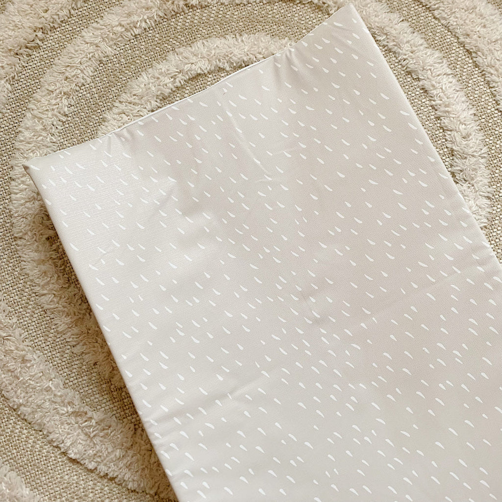 Anti-Roll Wedge Changing Mat - Greige Dash Print
