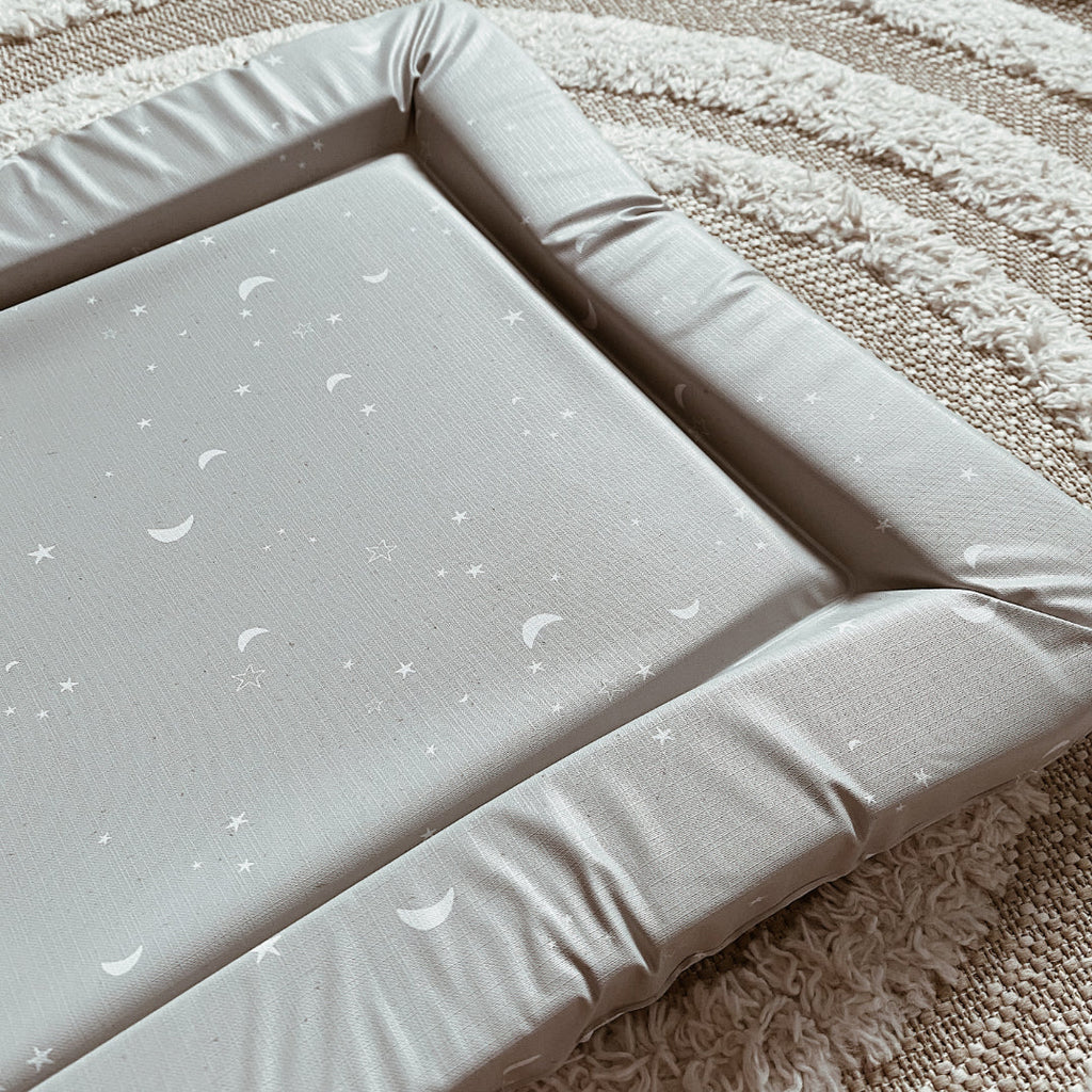 Standard Changing Mat - Grey-green moon and stars Print