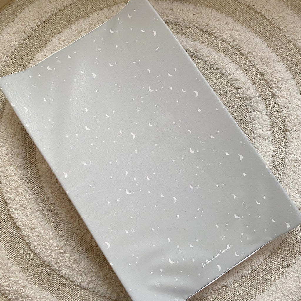 Anti-Roll Wedge Changing Mat - Grey Stars