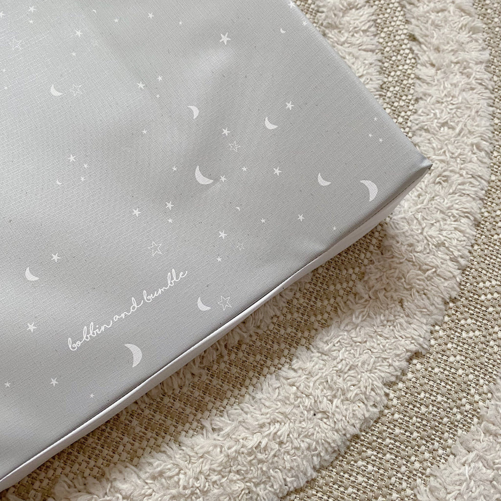 Anti-Roll Wedge Changing Mat - Grey Stars