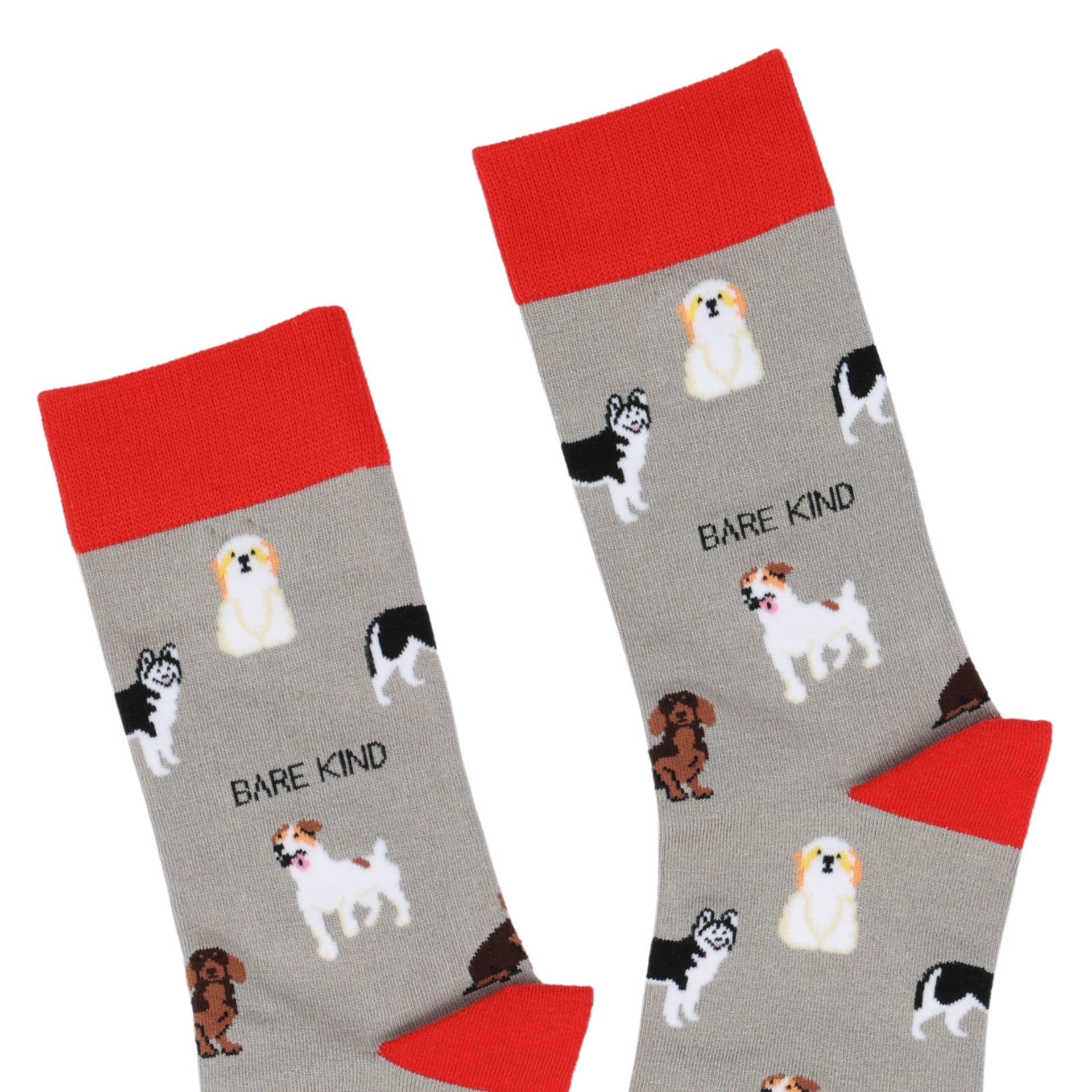Grey Bamboo Socks with Dog Print