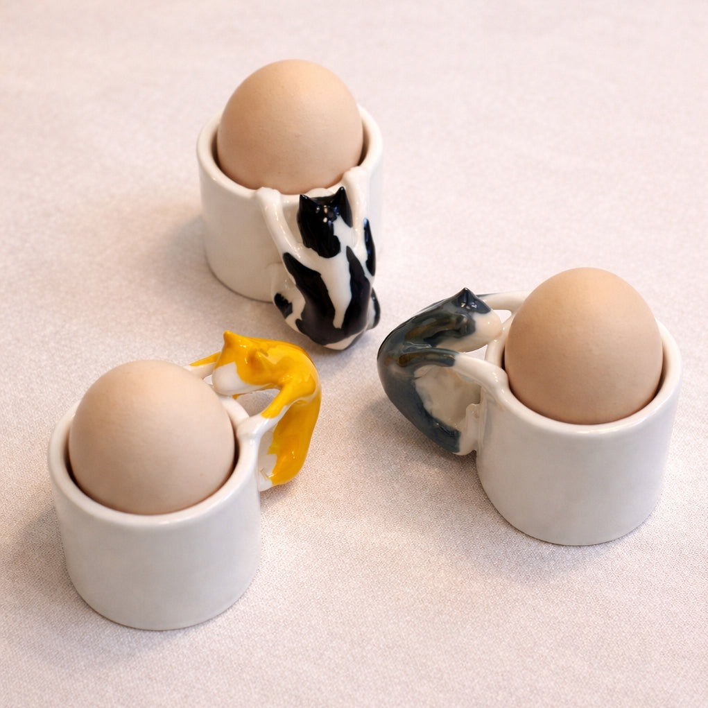 Cat Egg Cup (set of 3) – A Playful Ceramic Breakfast Object | 4am Product Design