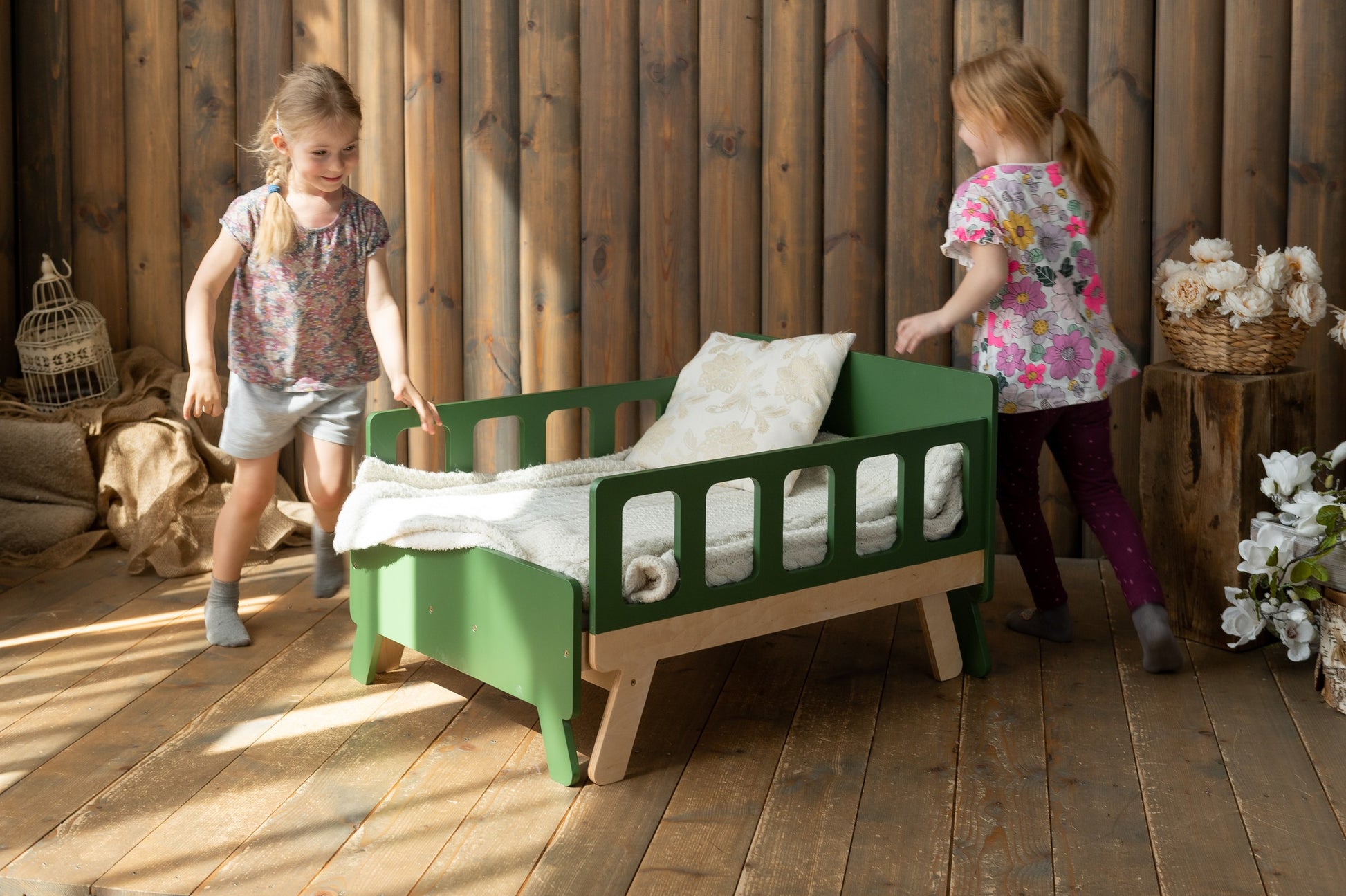 versatile kids growing bed in a cozy nursery with soft morning light