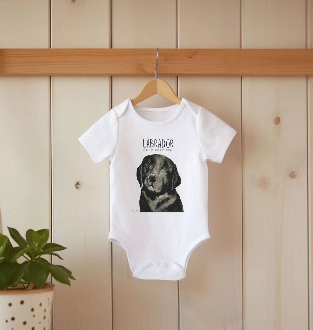 Black Labrador Baby Bodysuit Organic Cotton