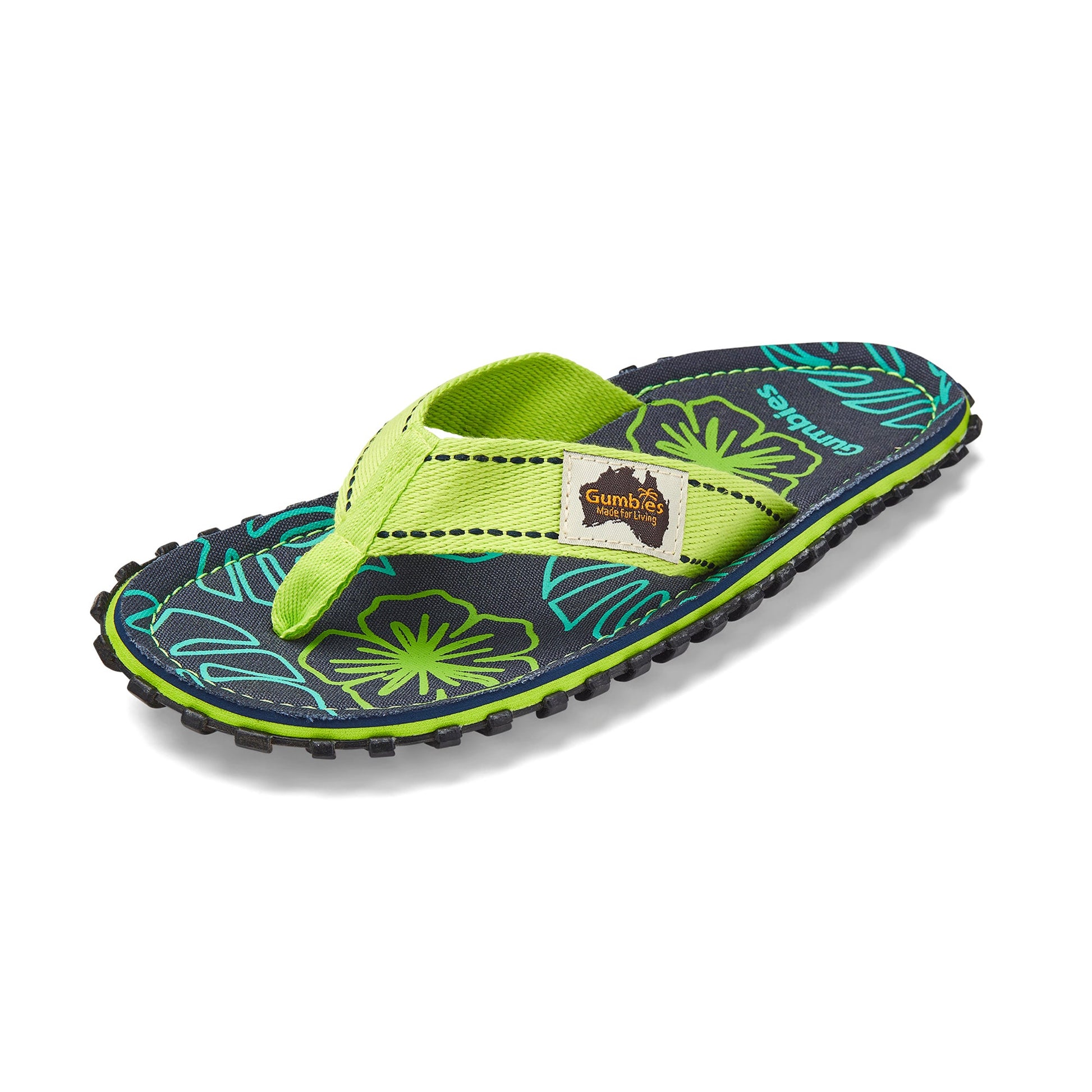 Islander Flip Flops Men's Lime Hibiscus