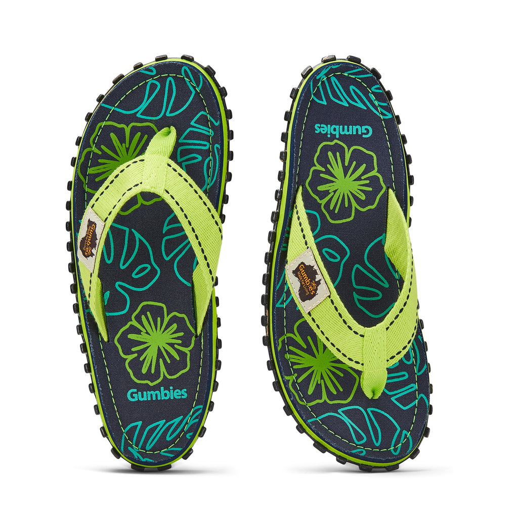 Women's Flip Flops Lime Hibiscus
