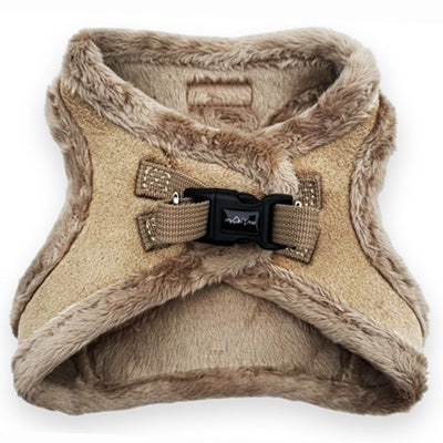 Step In Soft Touch Suede Faux Fur Lined Puppy and Small Dog Harness Caramel