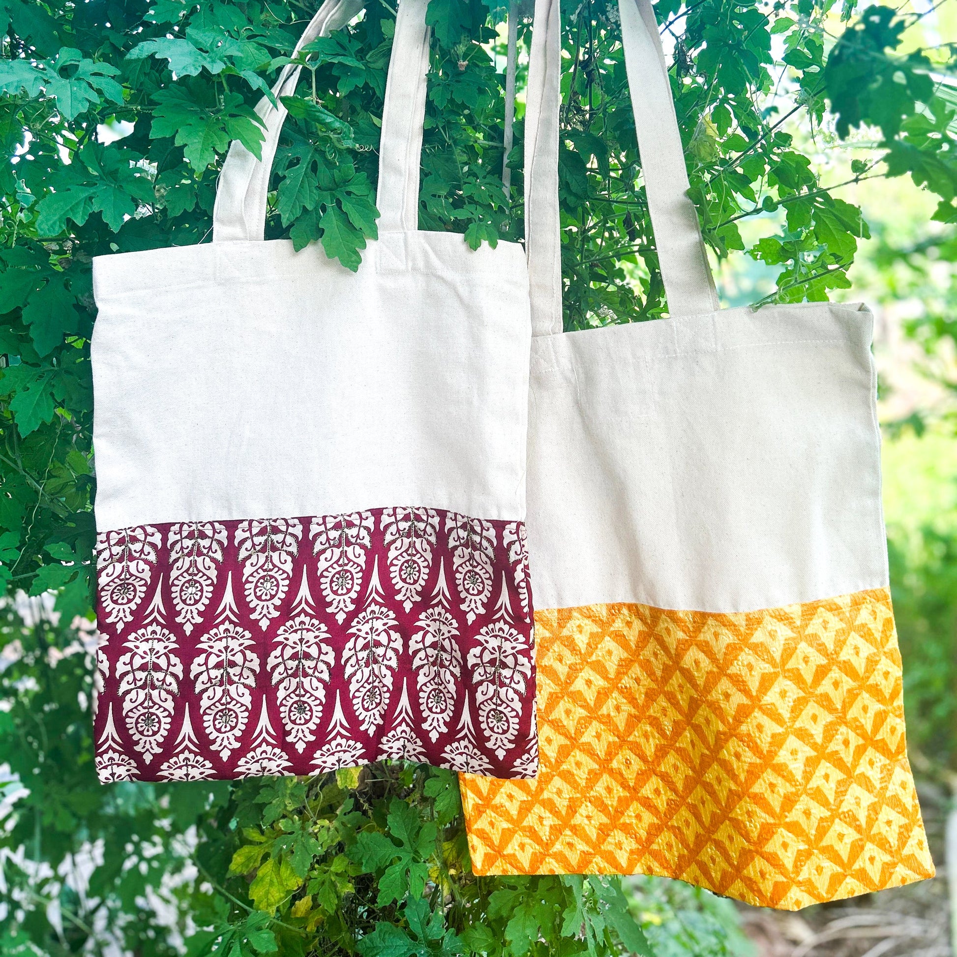 Upcycled Sari Cotton Tote Bag, Handmade in India