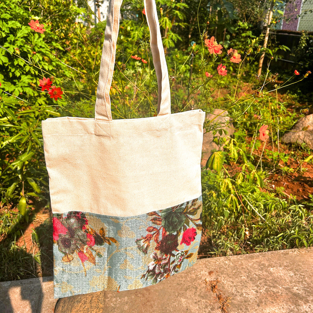 Upcycled Sari Cotton Tote Bag, Handmade in India