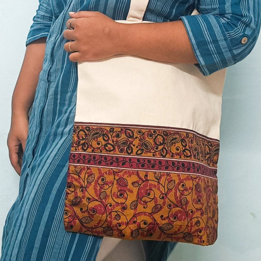 Upcycled Sari Cotton Tote Bag Handmade in India