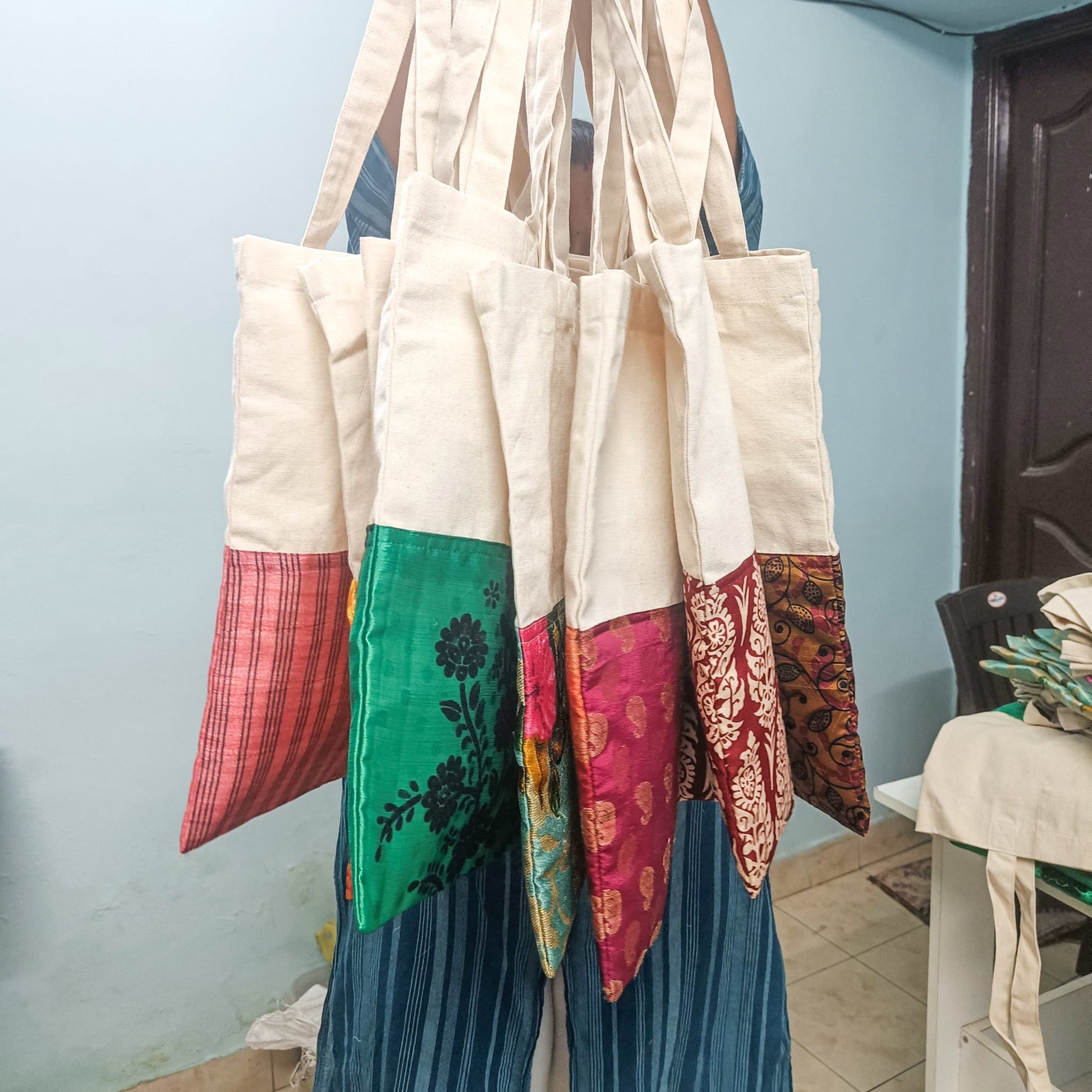 Upcycled Sari Cotton Tote Bag Handmade in India
