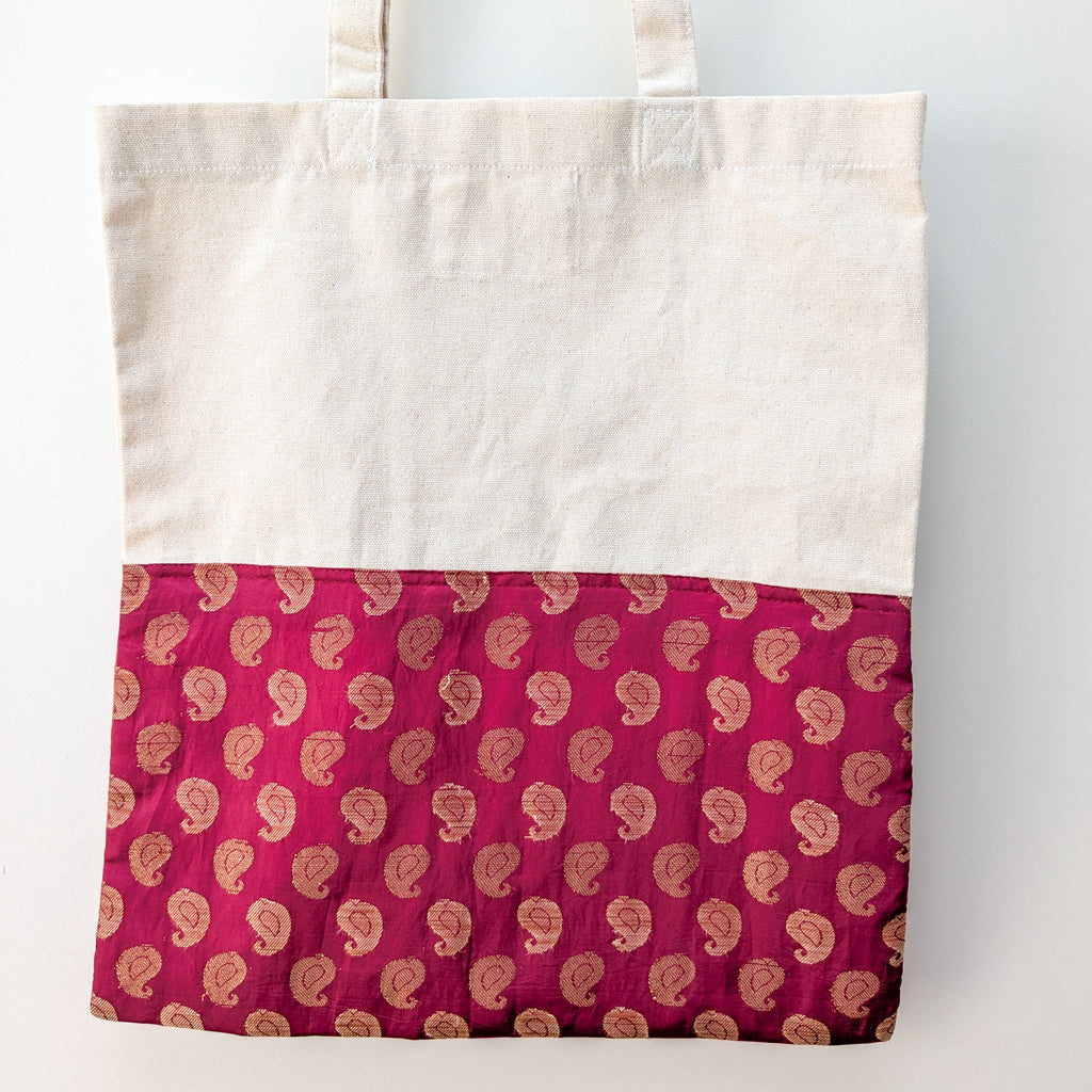 Upcycled Sari Cotton Tote Bag, Handmade in India