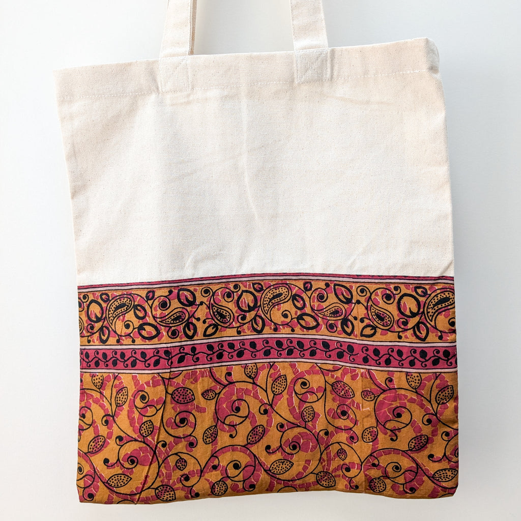 Upcycled Sari Cotton Tote Bag, Handmade in India