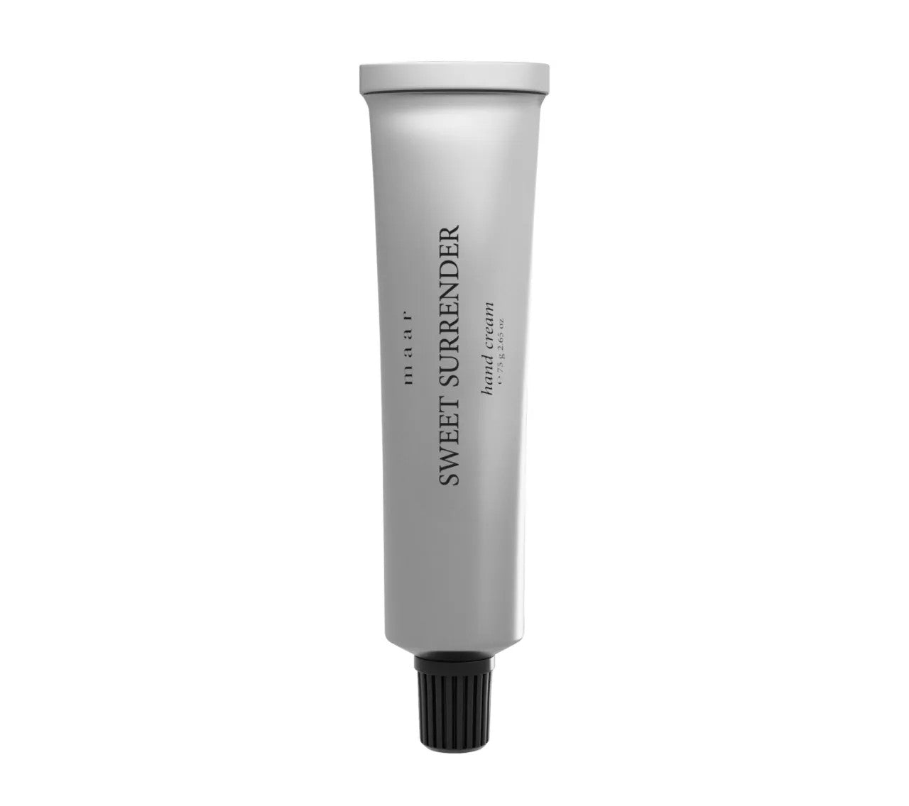 bold close-up of sweet surrender hand cream tube with a luxurious sheen