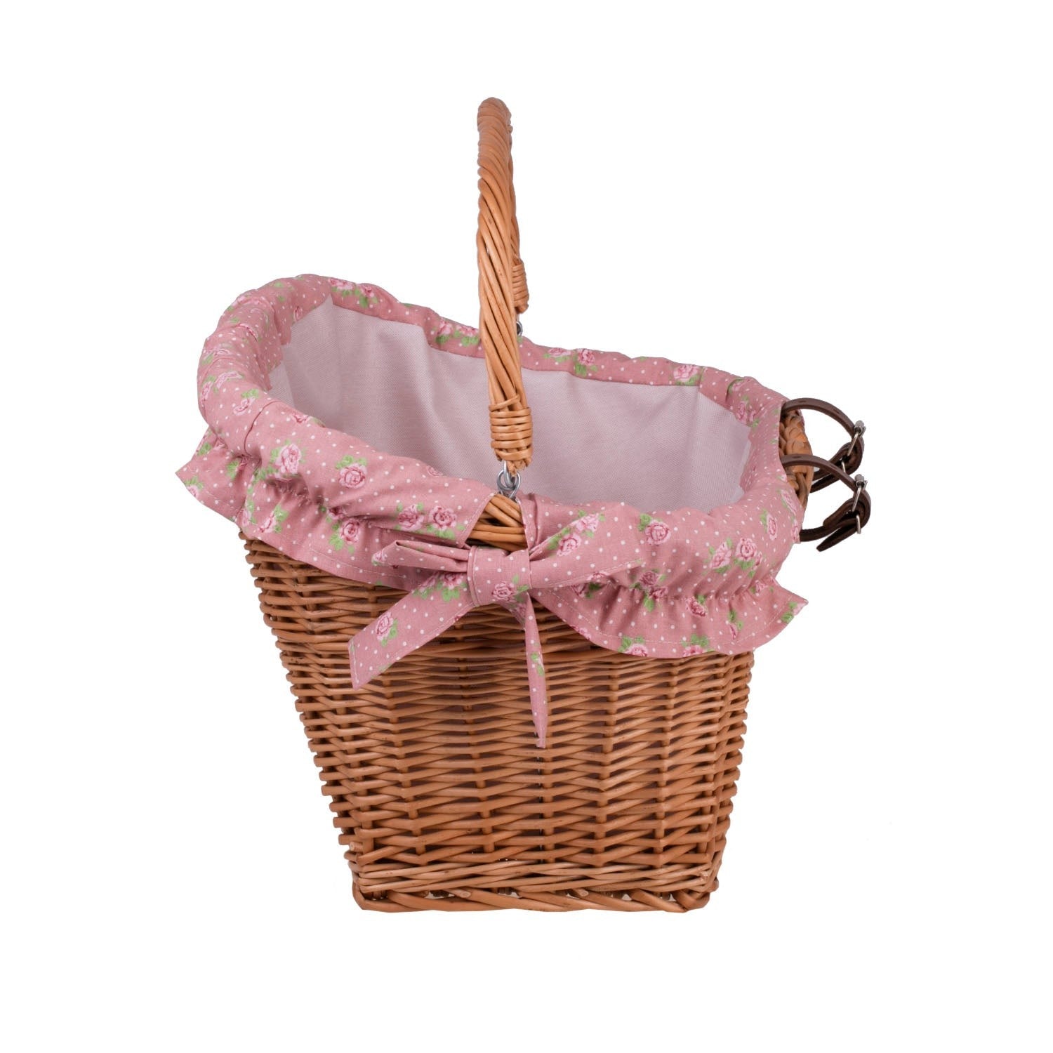 a functional bike basket with its durable liner shown, ready for a practical commute