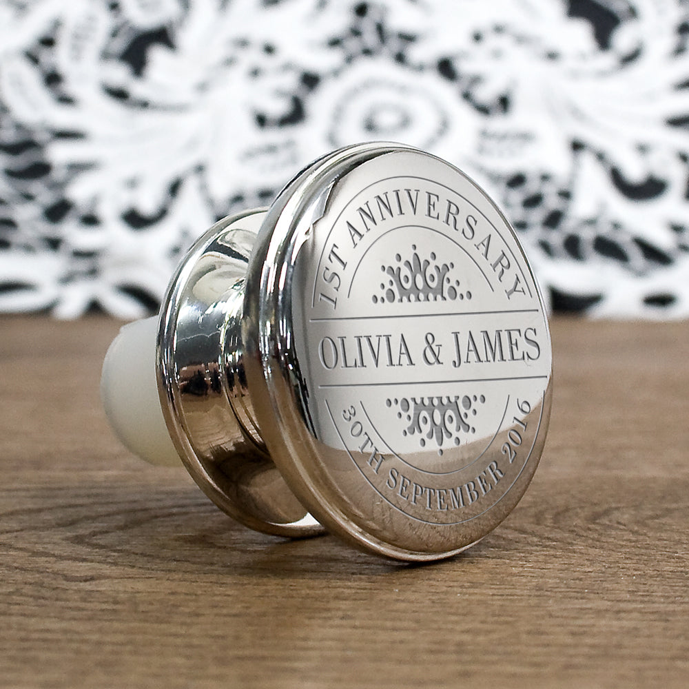 Personalised Silver Anniversary Bottle Stopper
