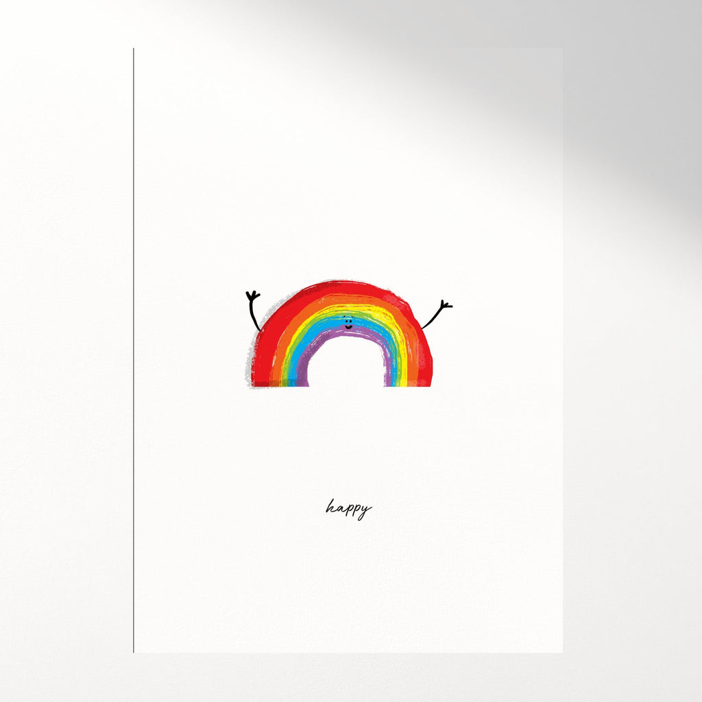 Happy Rainbow Wall Art Print for Children's Rooms