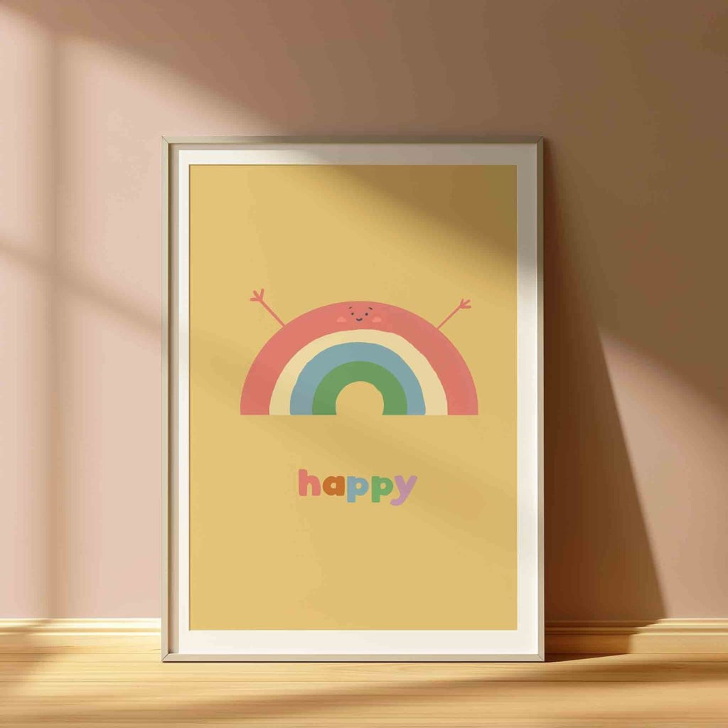 Happy Rainbow Wall Art Print for Nurseries and Kids Bedrooms