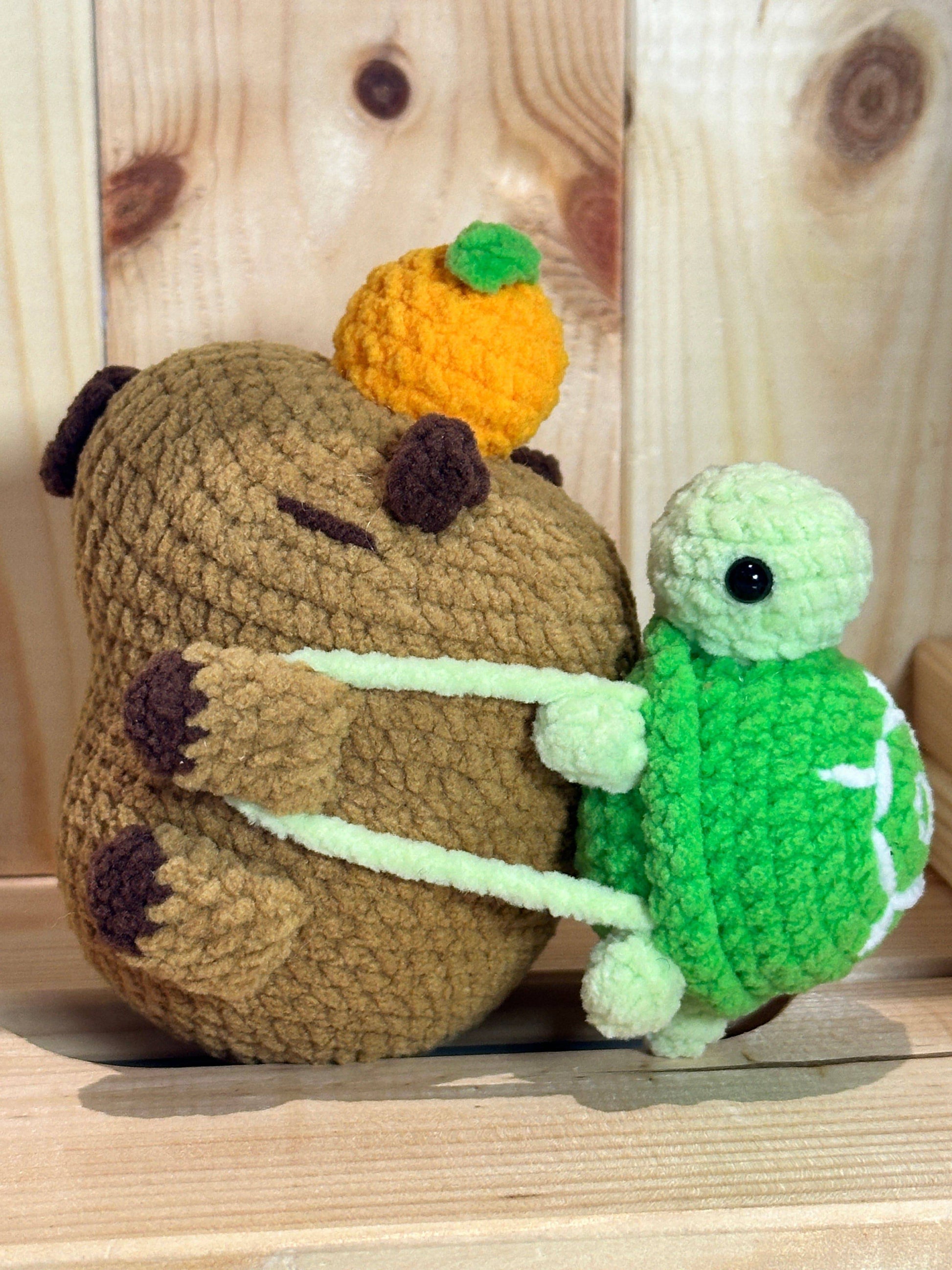Capybara with Green Turtle Plush Toy