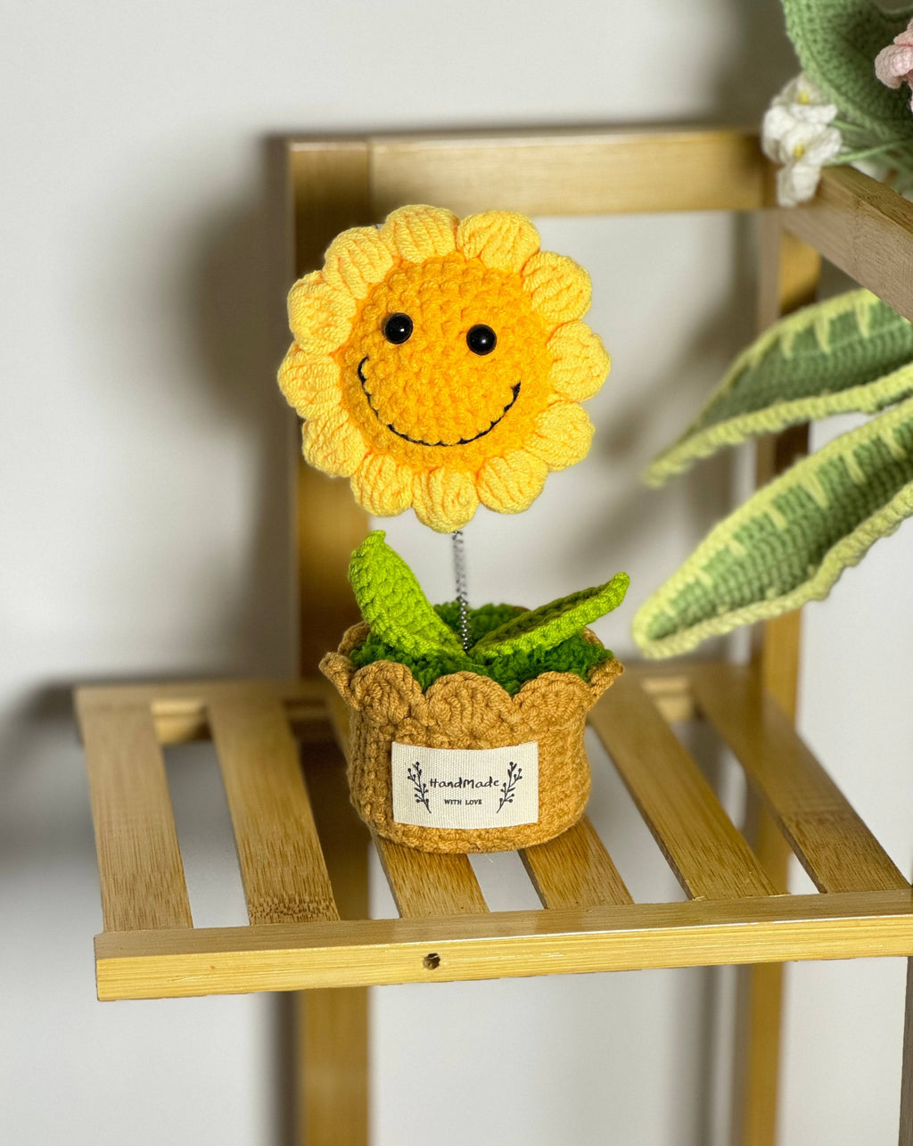 Handcrafted Crocheted Sunflower Plant in Decorative Pot