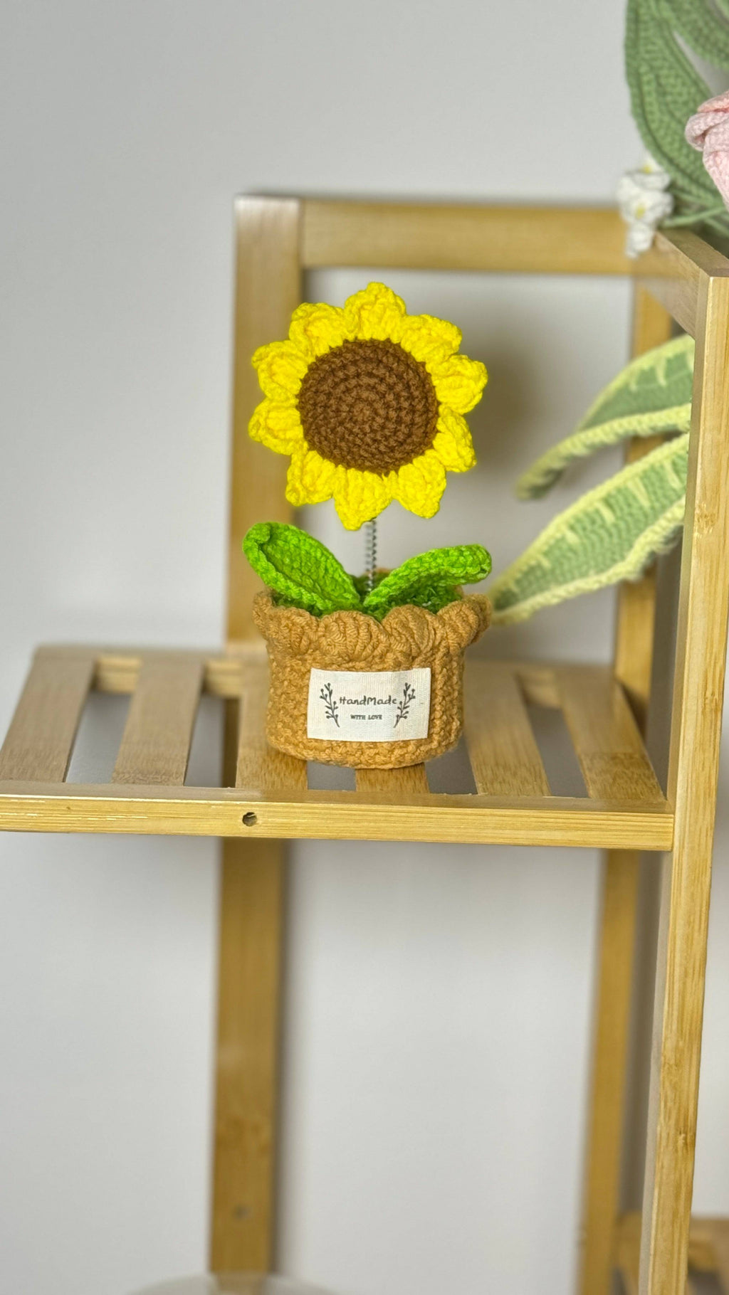 Handcrafted Crocheted Sunflower Plant in Decorative Pot