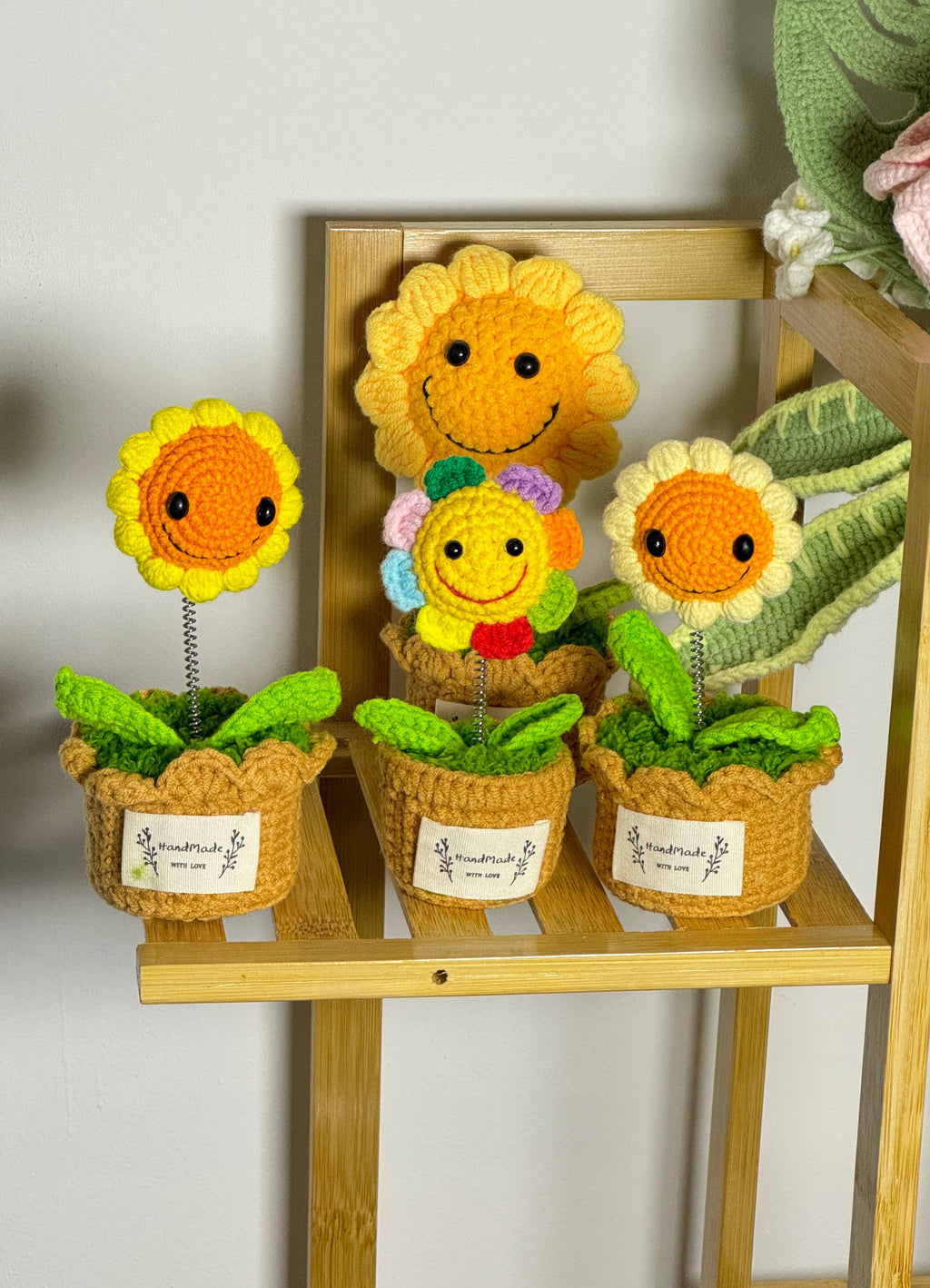 Handcrafted Crocheted Sunflower Plant in Decorative Pot