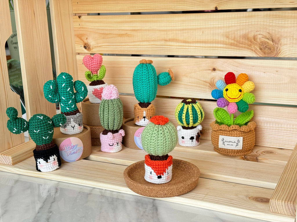 Handmade Crochet Cactus Family Collection Five New Friends