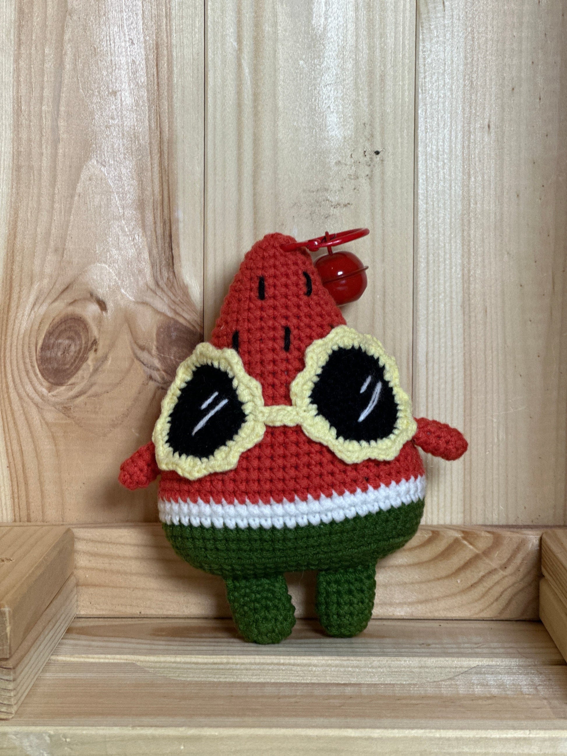 Crocheted Watermelon Slice Keyring