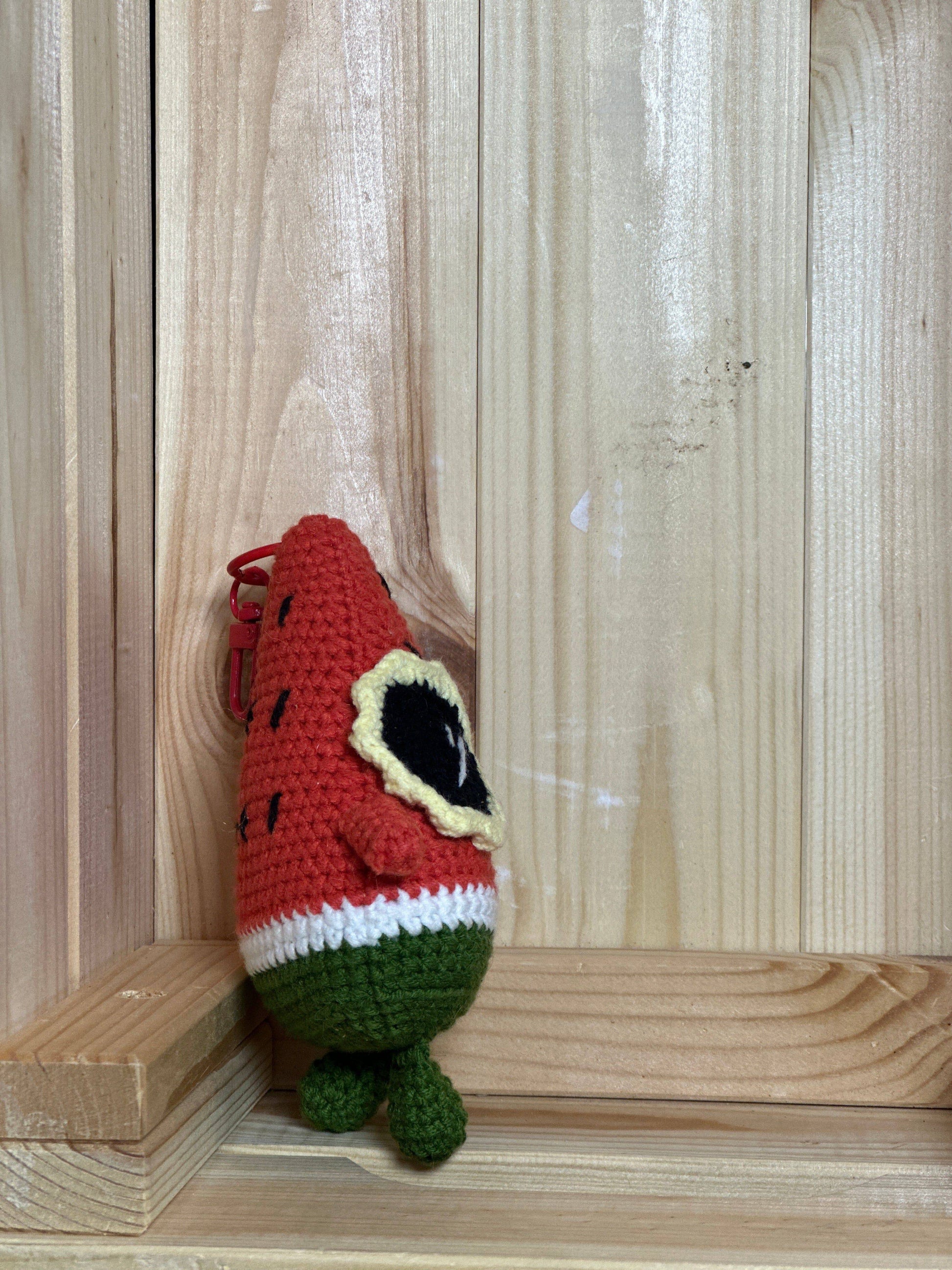 Crocheted Watermelon Slice Keyring