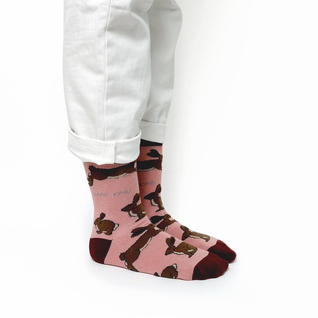 Save the Hares Bamboo Socks in Pink