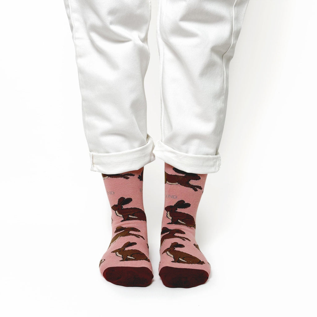 Save the Hares Bamboo Socks in Pink