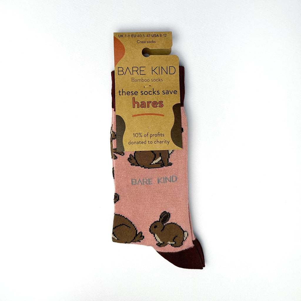 Save the Hares Bamboo Socks in Pink