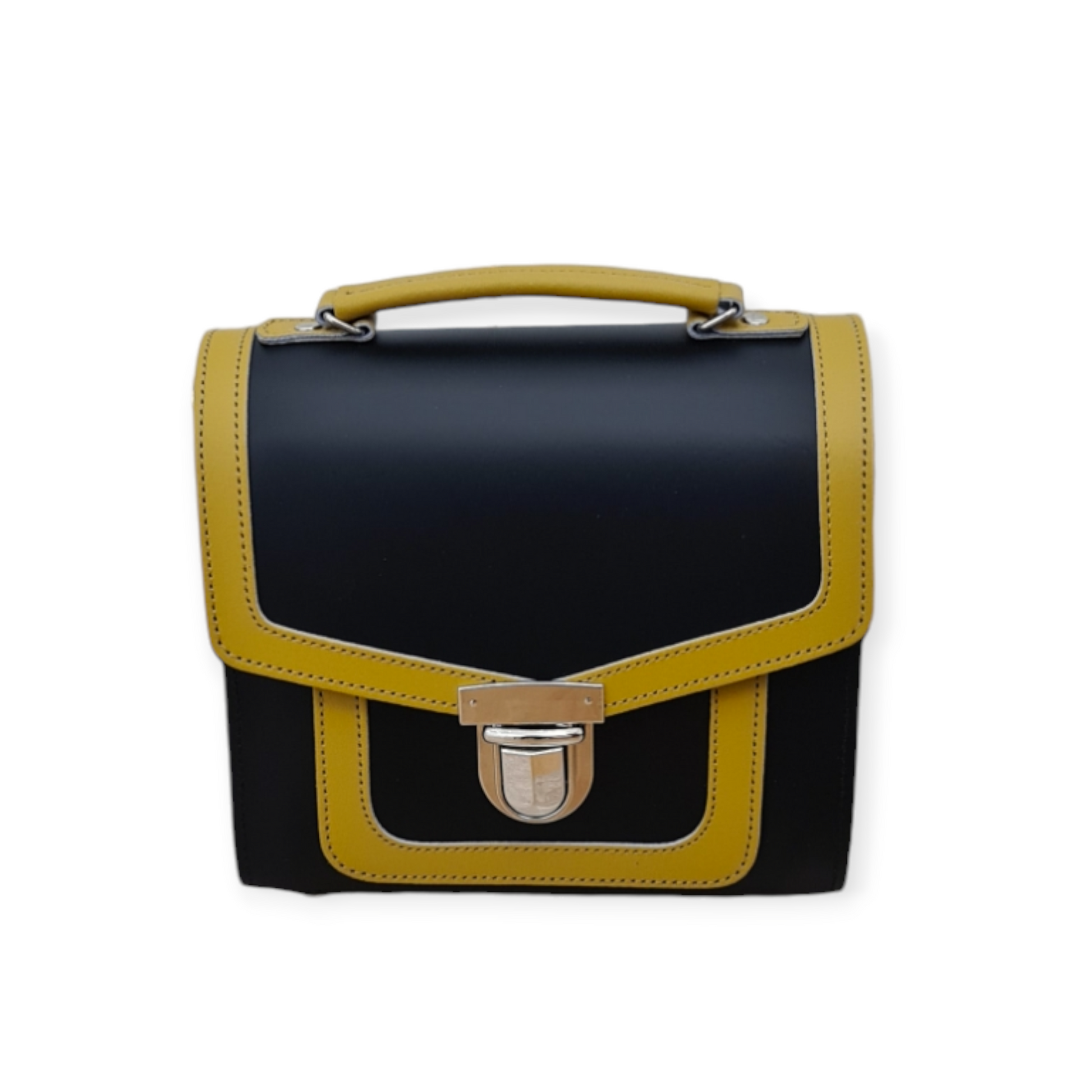 Handmade Leather Sugarcube Plus Handbag in Ochre