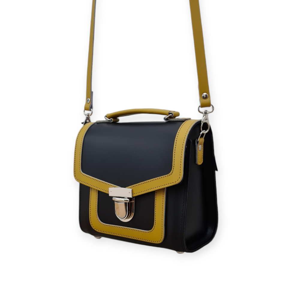 Handmade Leather Sugarcube Plus Handbag in Ochre