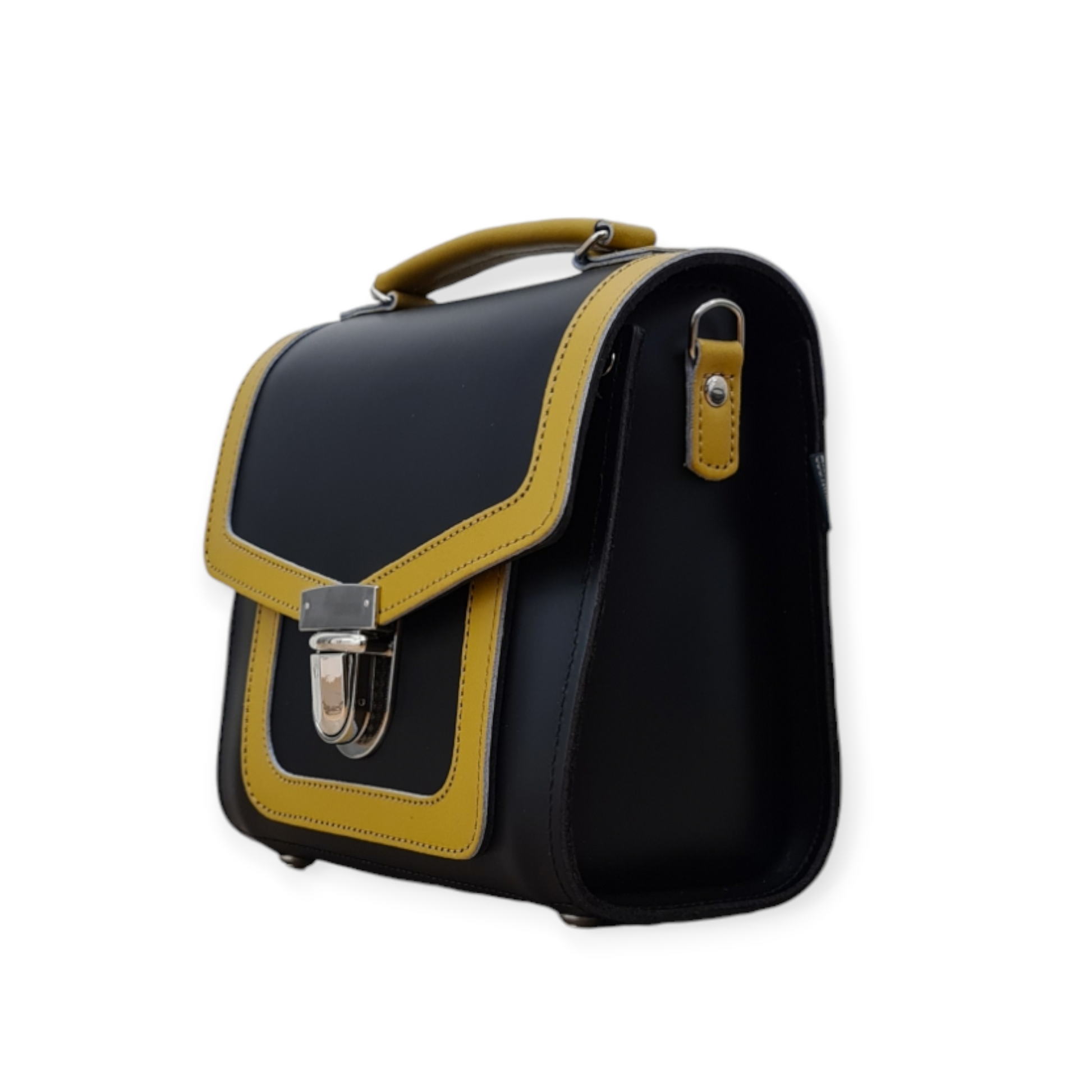 Handmade Leather Sugarcube Plus Handbag in Ochre
