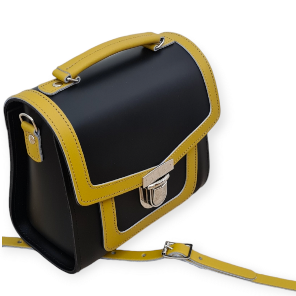 Handmade Leather Sugarcube Plus Handbag in Ochre