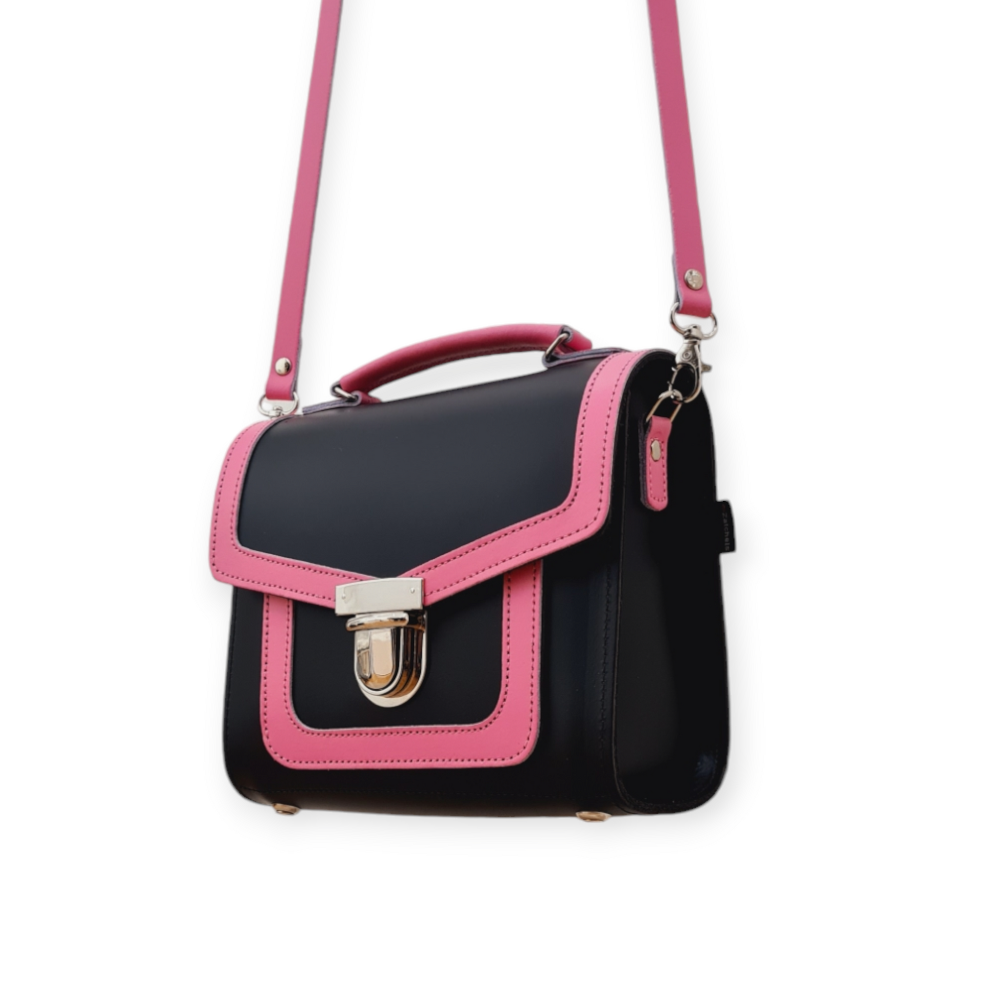Handmade Leather Sugarcube Plus Handbag in Hot Fuchsia Pink