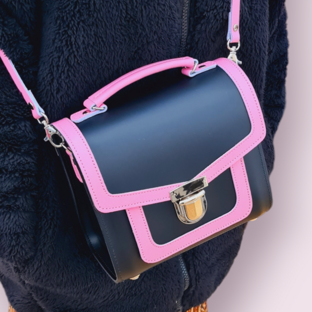 Handmade Leather Sugarcube Plus Handbag in Hot Fuchsia Pink