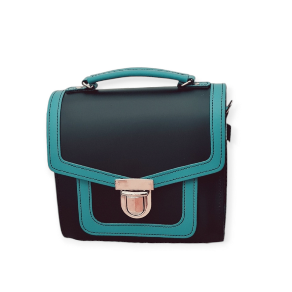 Handmade Leather Sugarcube Plus Handbag in Teal