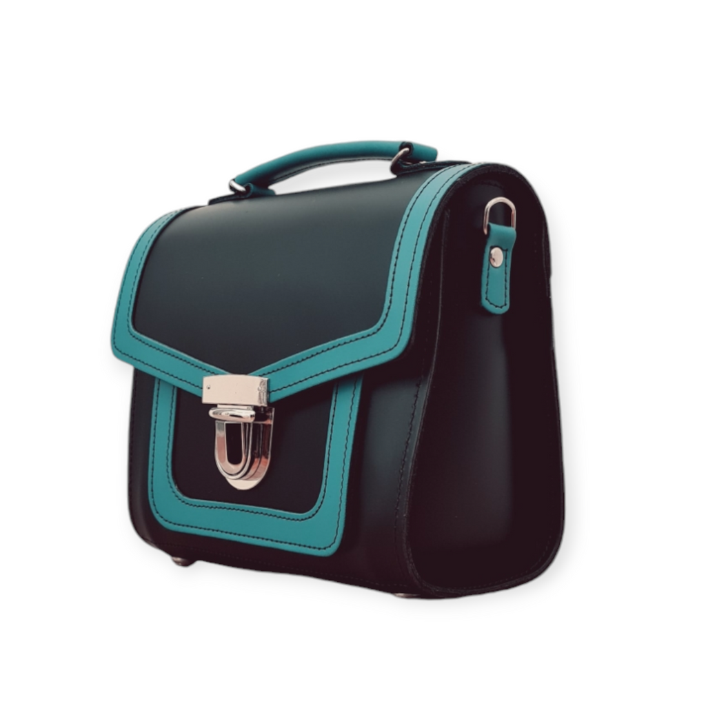 Handmade Leather Sugarcube Plus Handbag in Teal