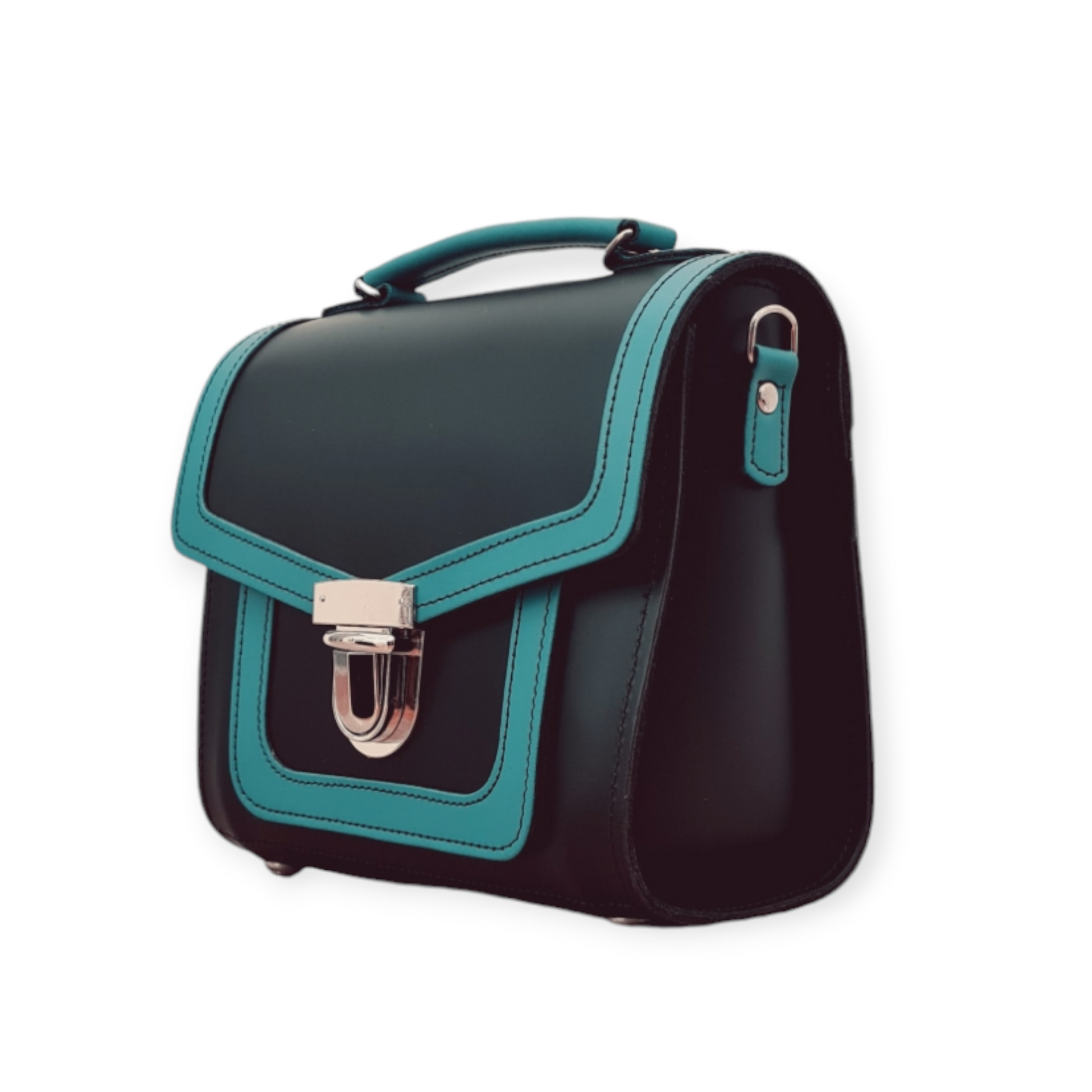Handmade Leather Sugarcube Plus Handbag in Teal