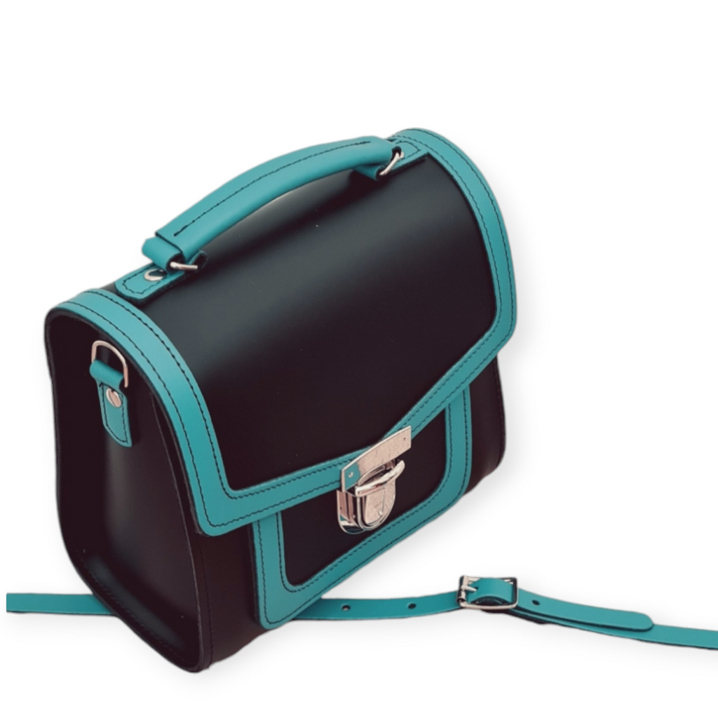 Handmade Leather Sugarcube Plus Handbag in Teal