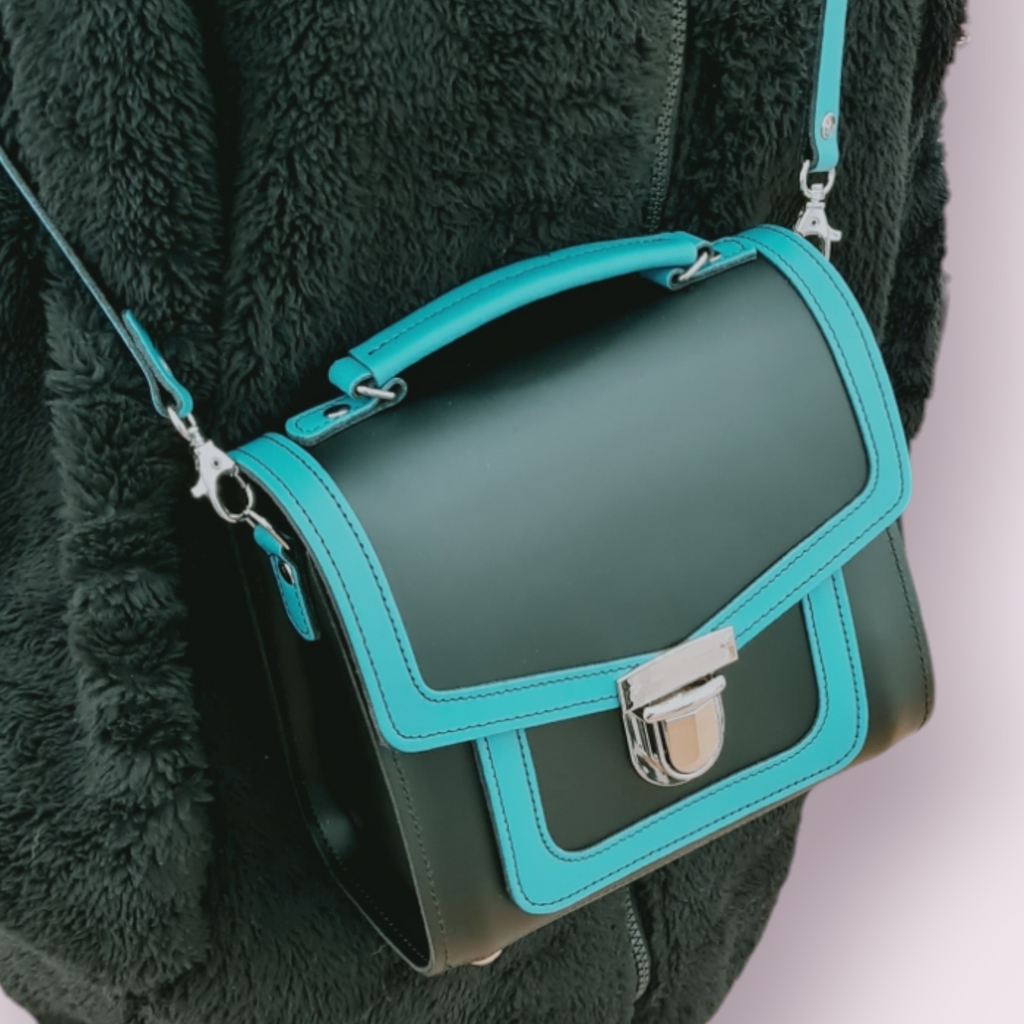 Handmade Leather Sugarcube Plus Handbag in Teal