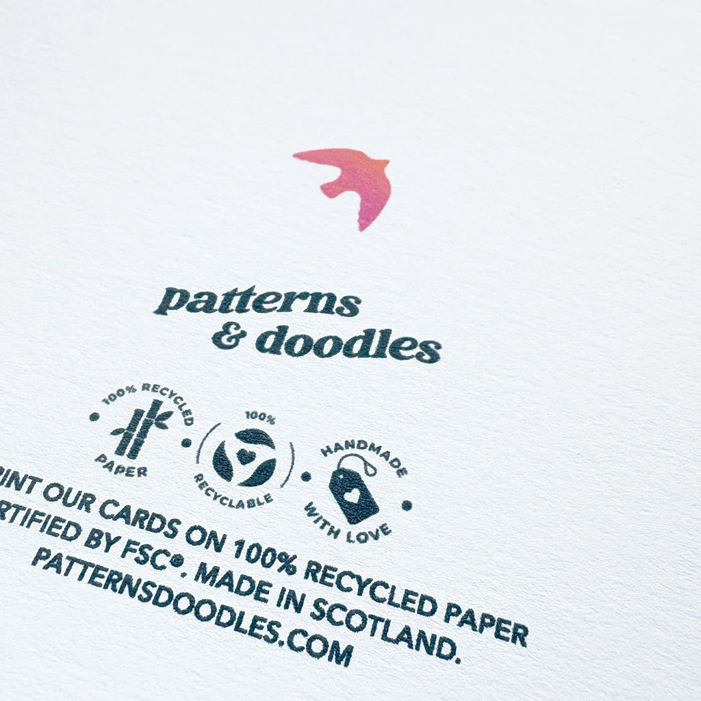 Hand Drawn Birthday Card with Foliage and Birds