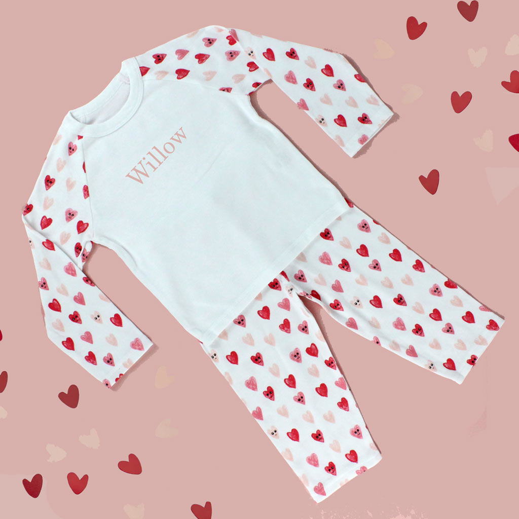 Personalised Heart Print Pyjamas for Ages 1 to 2 Years