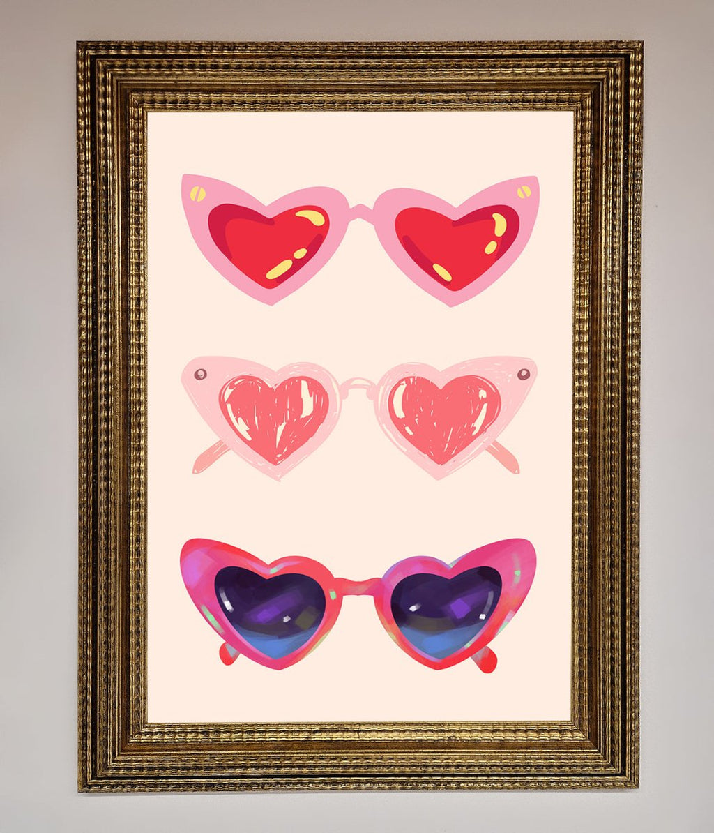 Heart Sunglasses Framed Poster