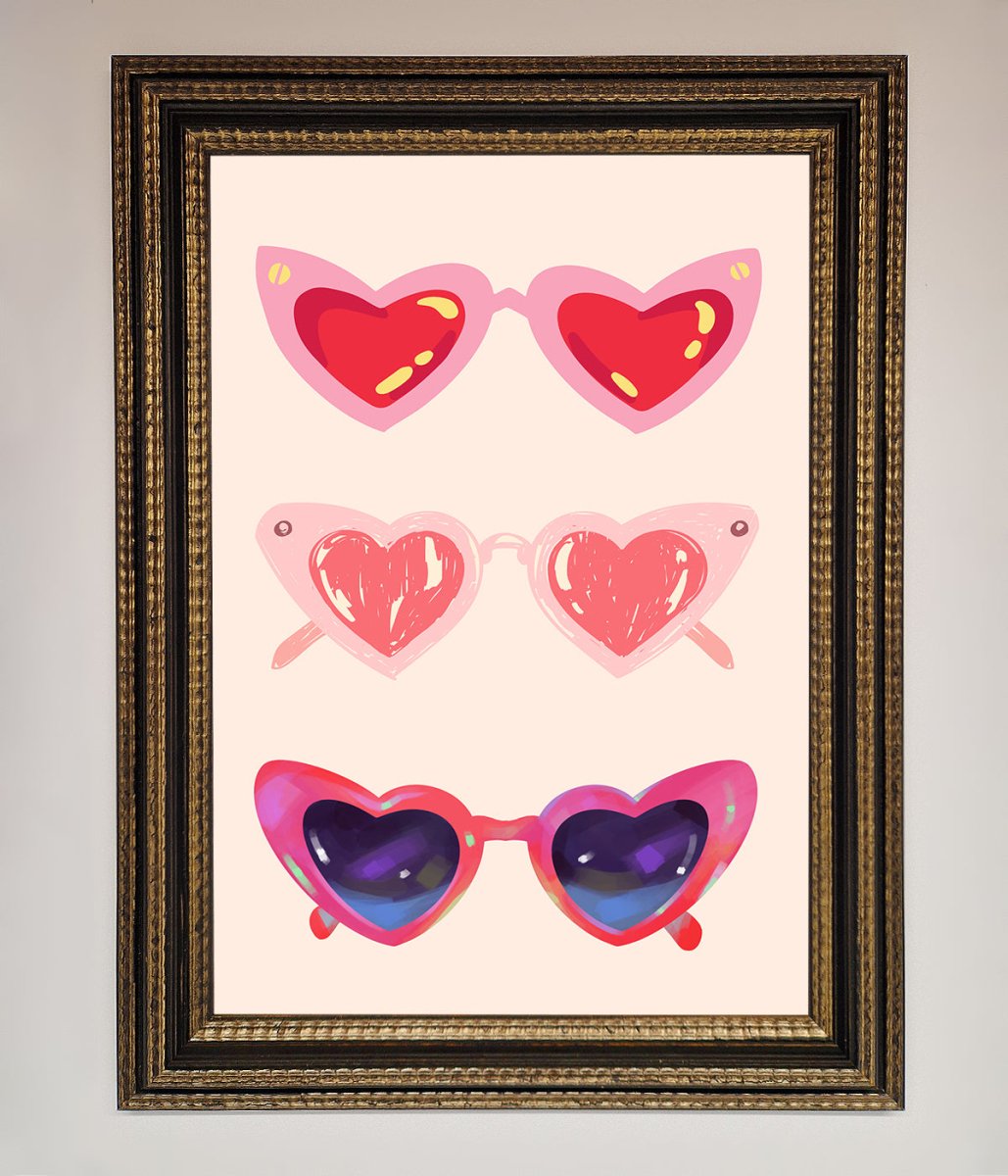 Heart Sunglasses Framed Poster