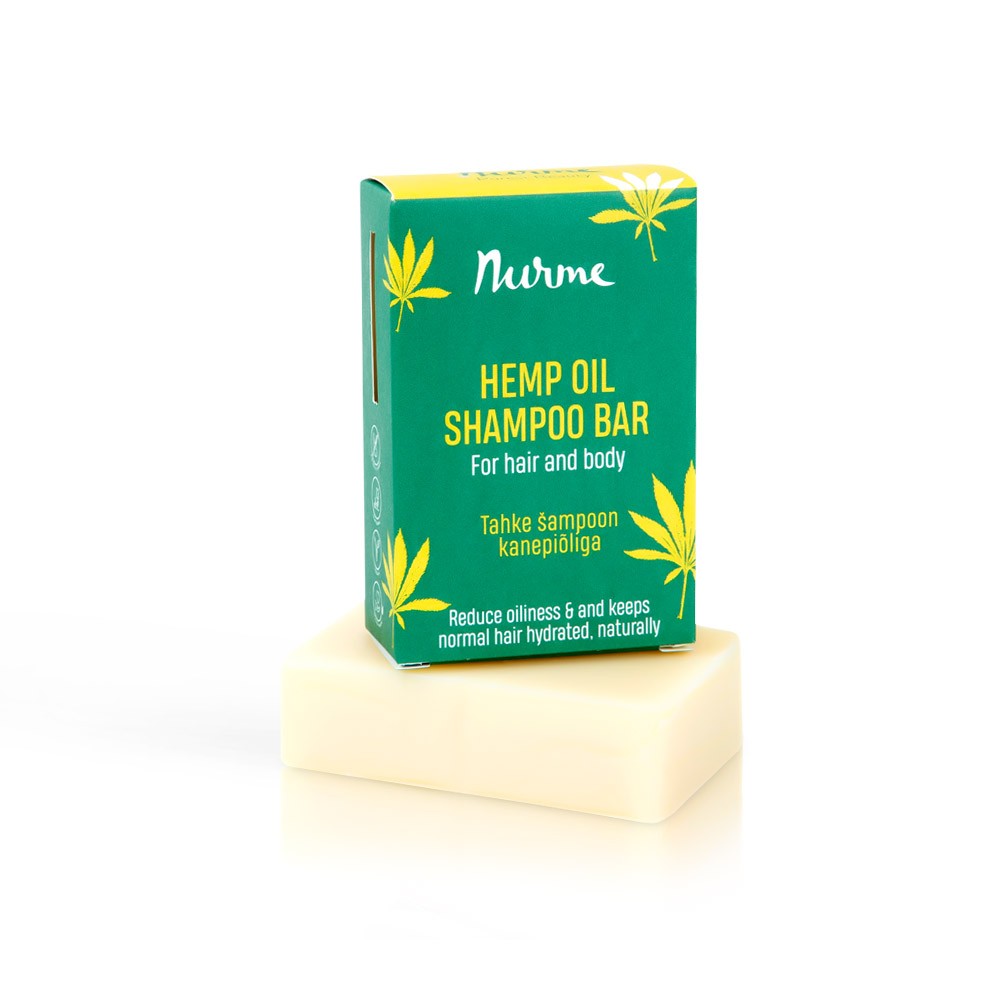 confident close-up of nourishing hemp oil shampoo bar with rich lather on wet hair