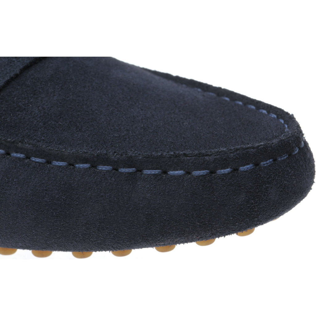 Louisa Navy Suede Ladies Driving Moccasins with Rubber Sole